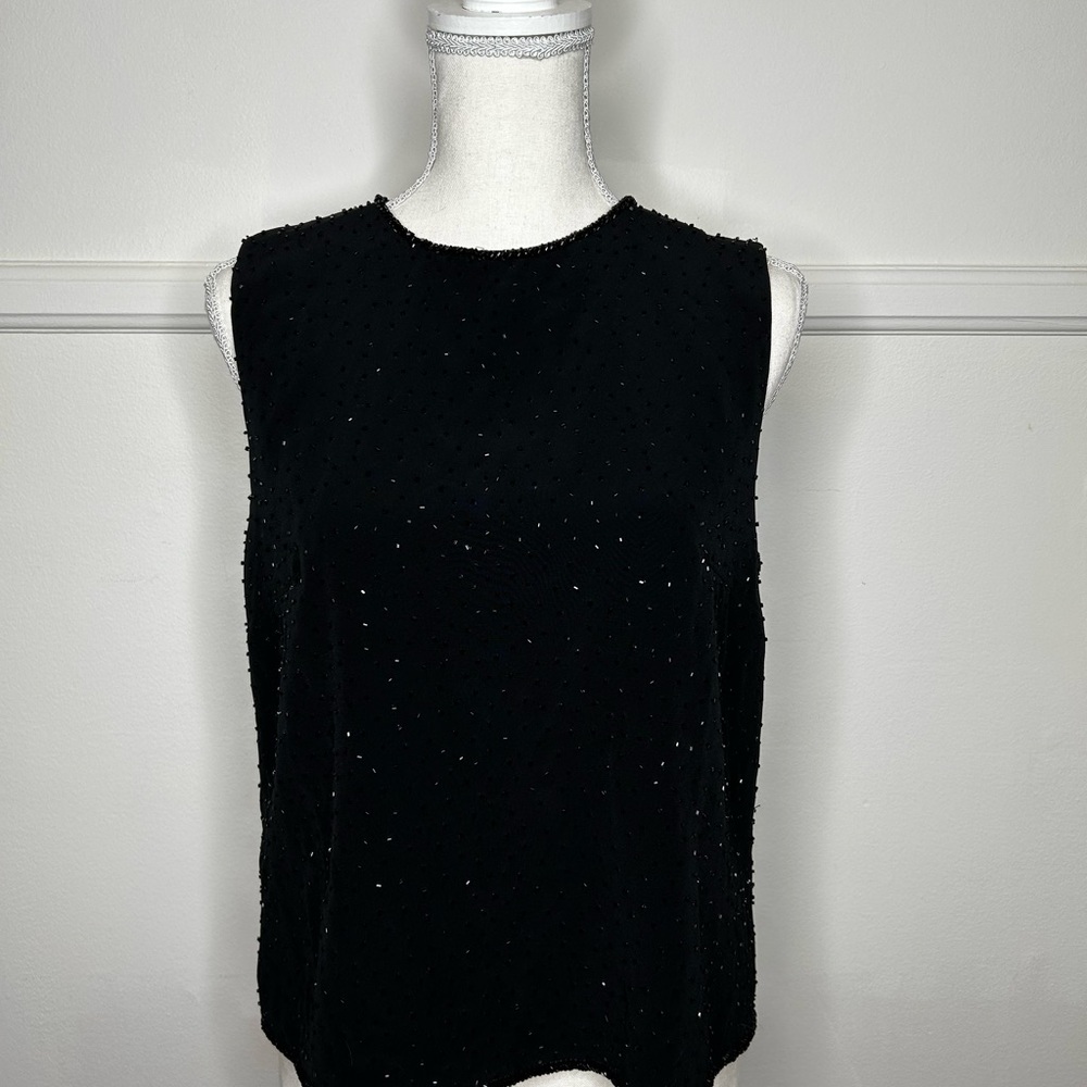 Beaded Black Sleeveless Top